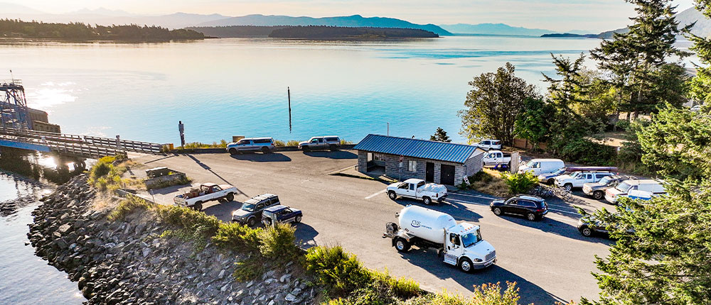 Propane truck at ferry dock area